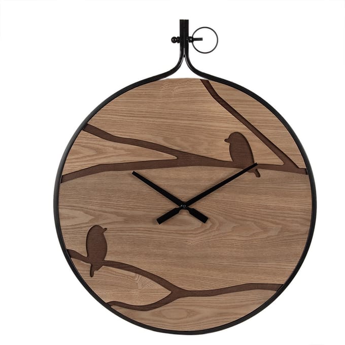 Clayre & Eef Wandklok 60x4x72 cm Bruin Zwart MDF Vogels