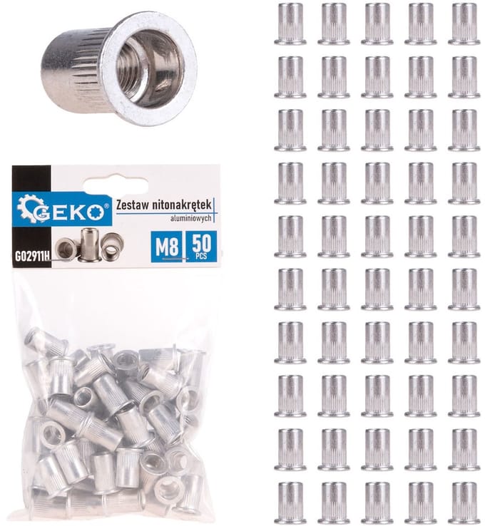 GEKO 50 stuks aluminium blindklinkmoeren - M8 draad - Lichtgewicht en duurzaam