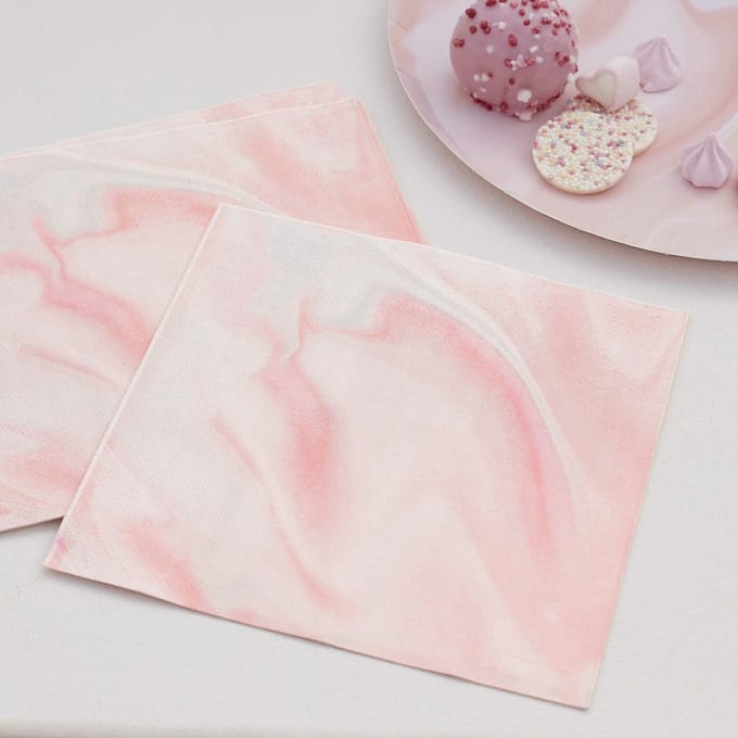 Ginger Ray - Servetten - Marble Roze - 16 stuks