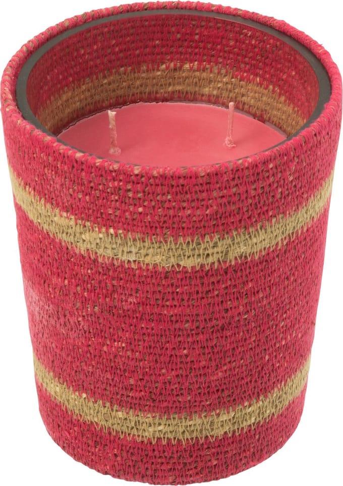 J-Line geurkaars Mand - Tender Rose - glas - roze - medium - 55U