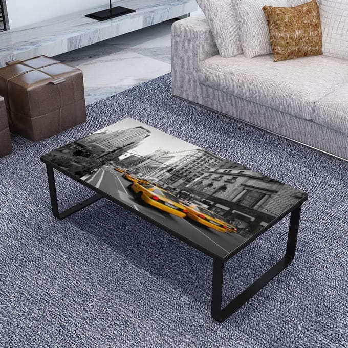 vidaXL - Salontafel - met - glazen - tafelblad - rechthoekig