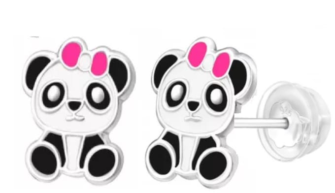 La Rosa Princesa Cute Panda Oorknoppen Meisje Zilver