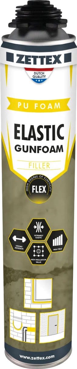 Elastic Gunfoam B2 - Flexibele Purschuim - 750 ml - Luchtdicht - Isolerend - Wit