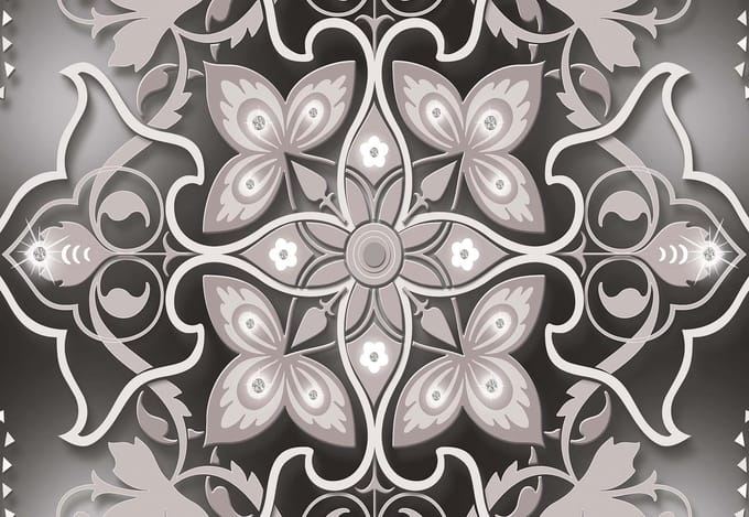 Fotobehang Abstract Modern Design Pattern Flowers | XL - 208cm x 146cm | 130g/m2 Vlies