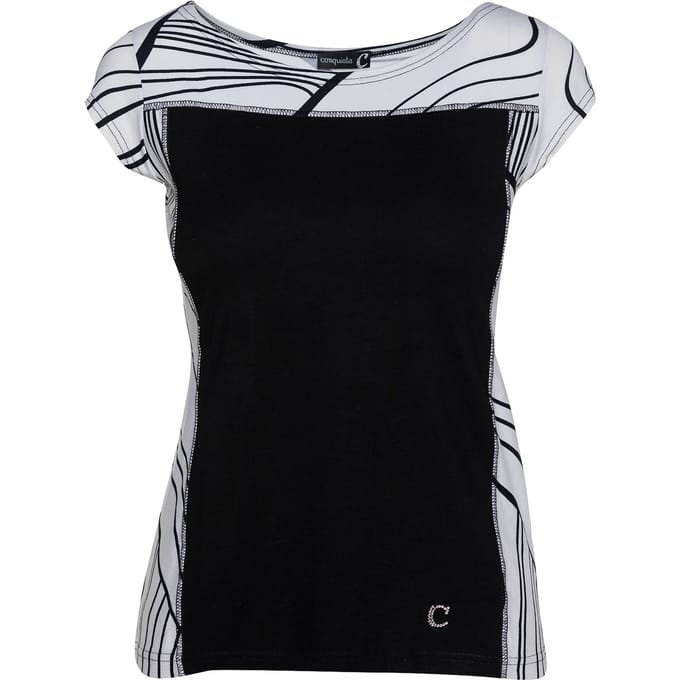 Tweekleurige top met capuchon en print