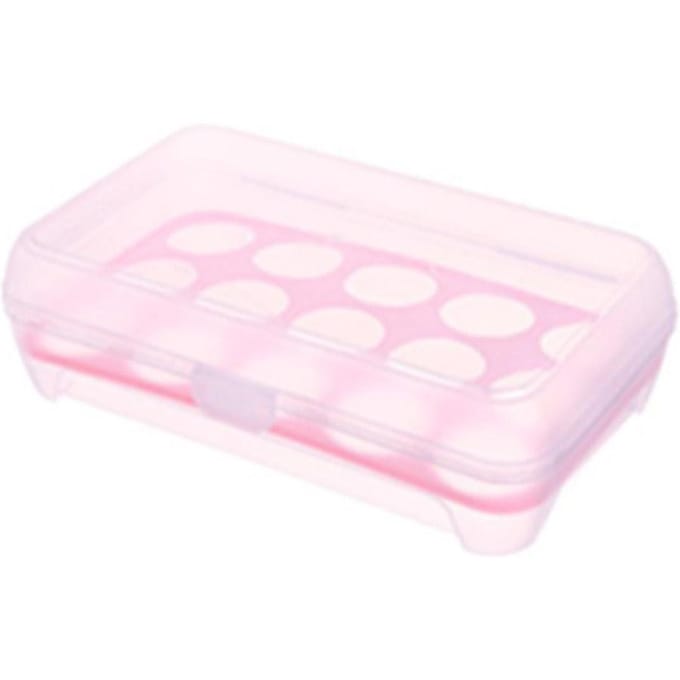 1 stuks eieropbergdoos met 15 vakken plastic bakje koelkast eieren organizer(Roze) white
