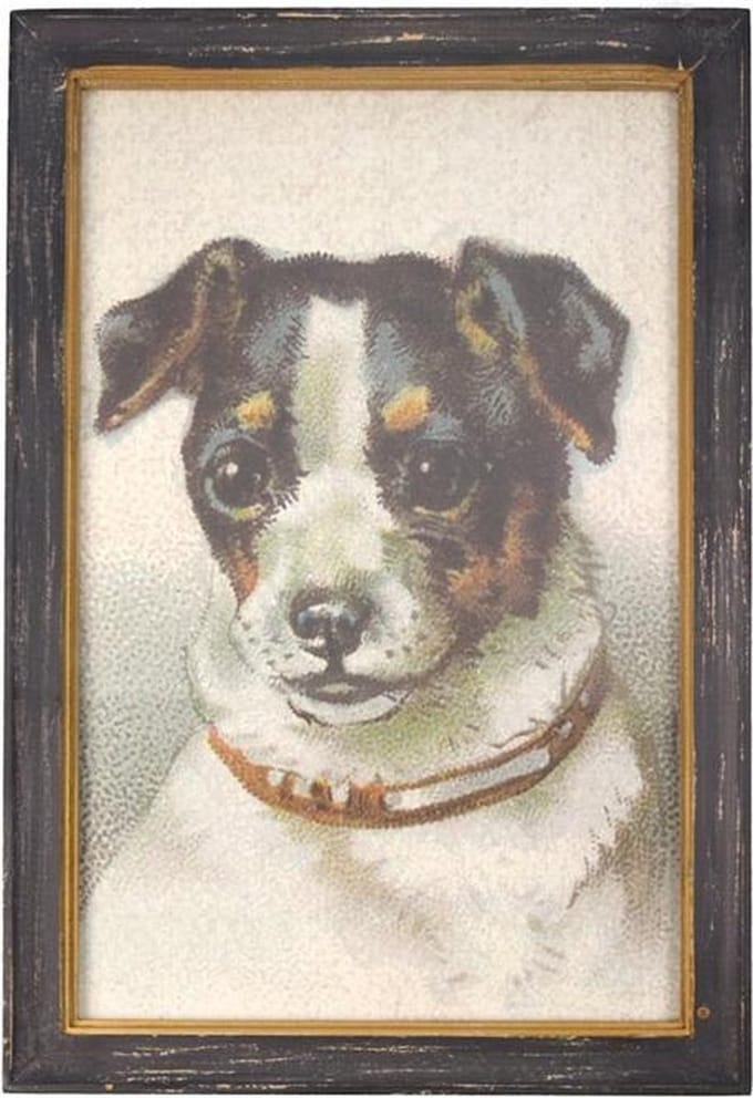 Lijstje hout zwart Jack Russell, 34x23,5cm