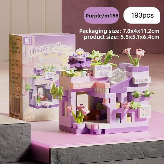 Mini Stad Straatbeeld Bloemenwinkel Eethuis Bouwstenen Set Huisdecoratie Kinderen Educatief Speelgoed Meisjes Assemblage Stenen Model