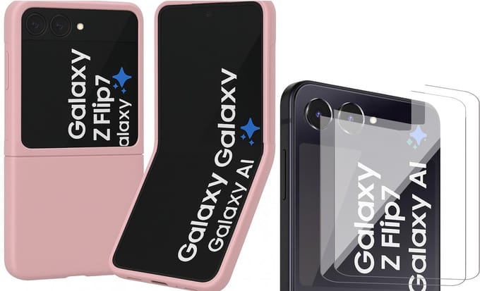 Hoesje geschikt voor Samsung Galaxy Z Flip 7 - 2x Screenprotector Glas - Mat Back Case Roze