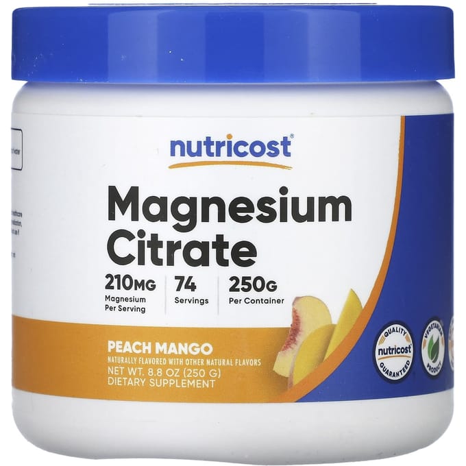 Nutricost, Citrate de Magnésium, Pêche Mangue, 250 g (8,8 onces)