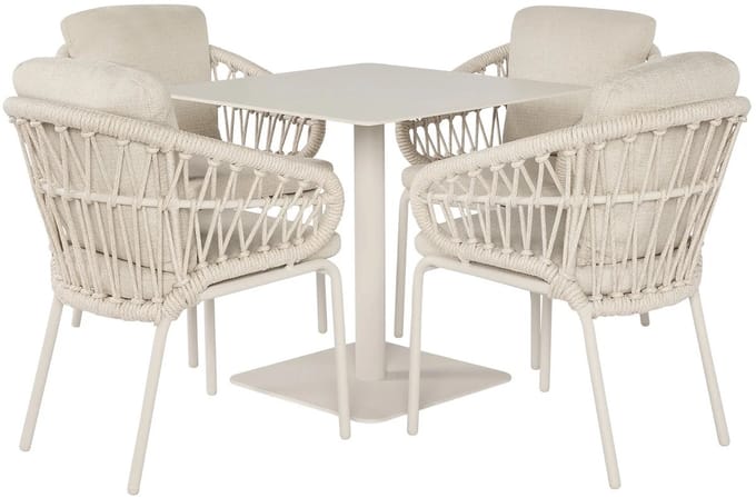 Suns Tosca Nova dining tuinset 80x80xH76,5 cm 5 delig camel sand latte