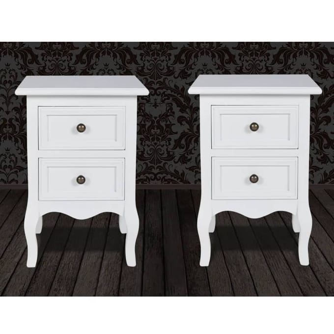 vidaXL - Nachtkastjes - 2 - st - met - 2 - lades - MDF - wit