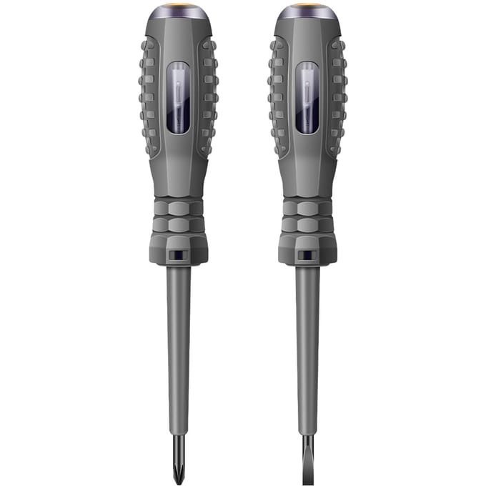 ANENG B04 2 pièces stylo testeur de tension électrique tournevis cruciforme à fente ampoule néon pointe de stylo magnétique 2 Pcs gris