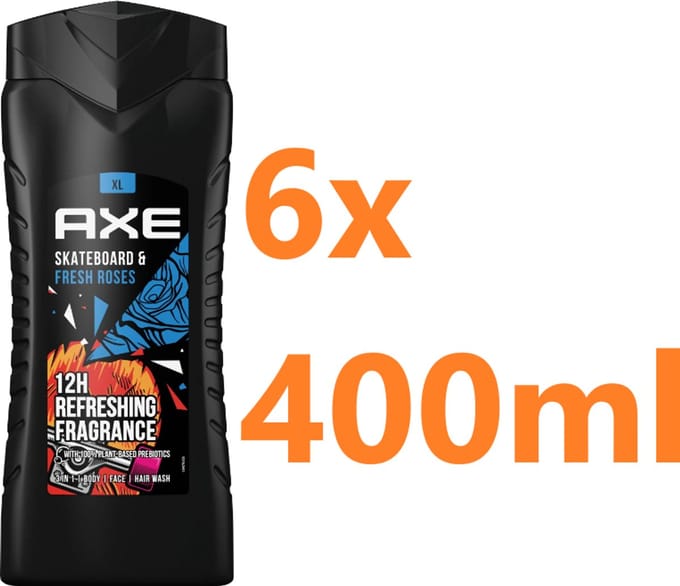 Axe Douchegel Skateboard Fresh Rose - 6x 400ml - Voordeelverpakking