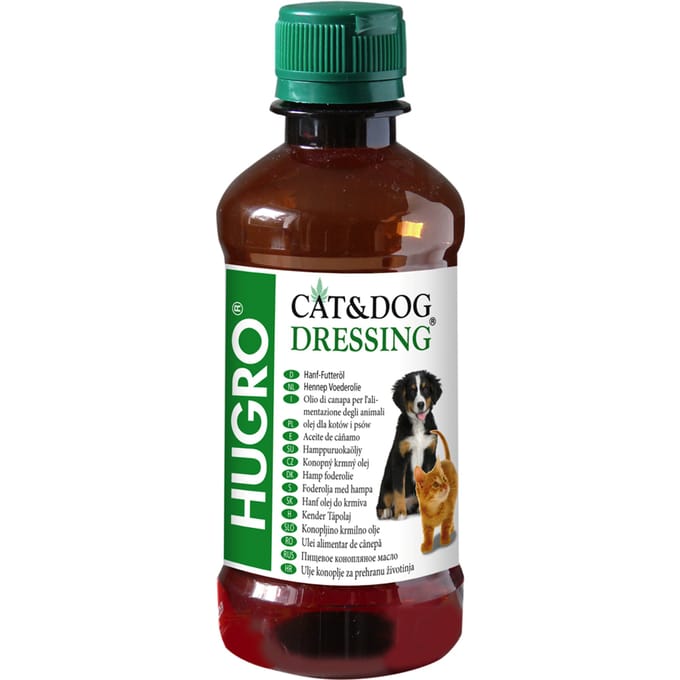 250ml Hugro Hennep-Voederolie voor Hond/Kat/Knaagdier