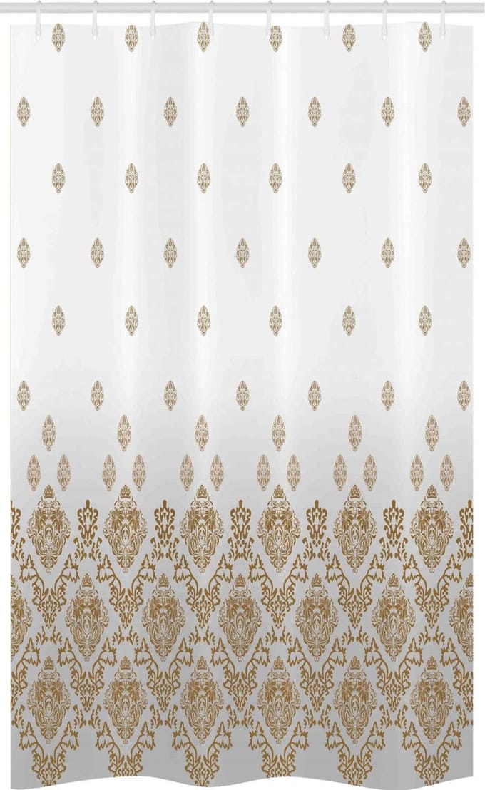 ABAKUHAUS Victoriaans Douchgordijn – 120x180 cm – Polyester – Bruin/Wit
