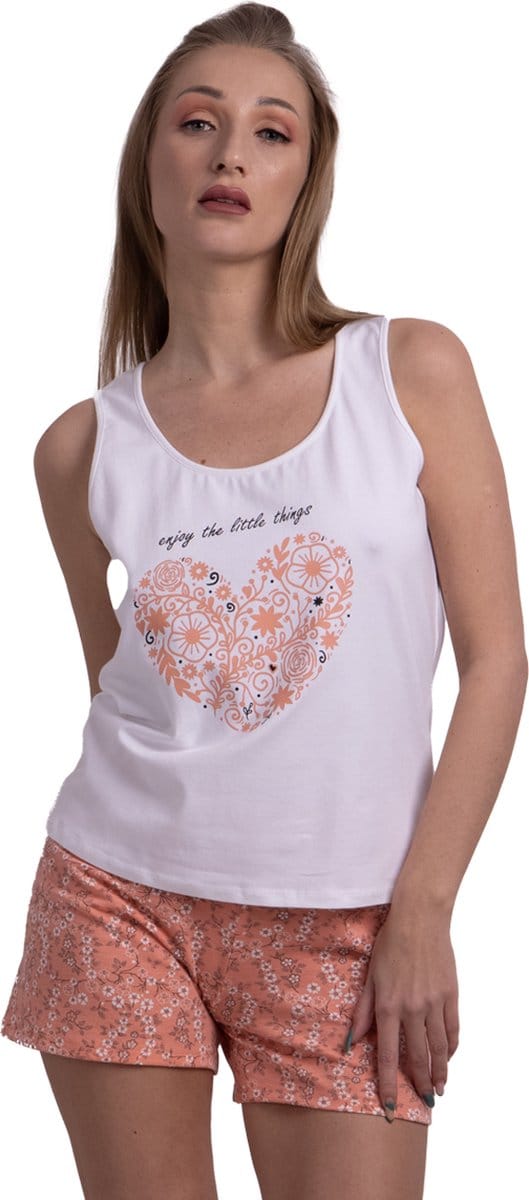 VANILLA - Heart dames pyjama - Pyjamasets - Tweedelig - Viscose - Oranje - PJ1501 - L