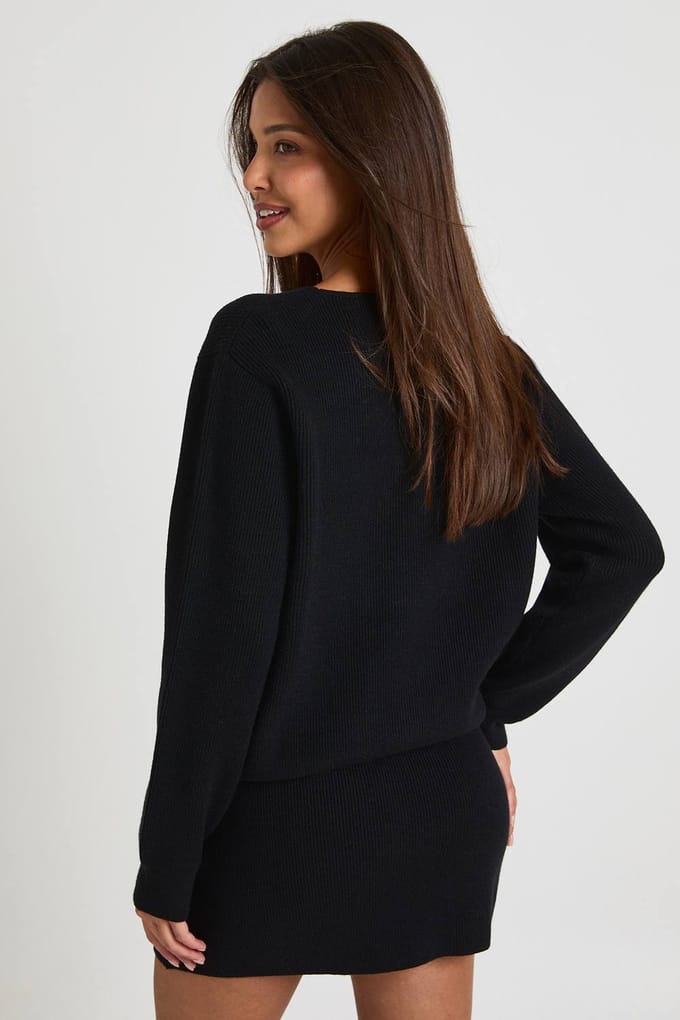 boohoo Dames Chunky Rib Gebreide Mini Rok | Black | Maat: Small