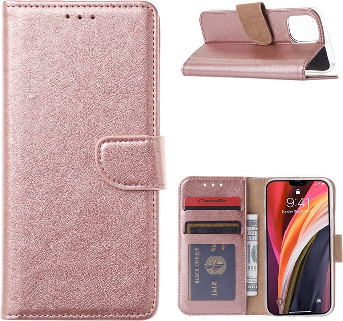 Hoesje Geschikt voor iPhone 12 Mini Hoesje met Pasjeshouder case Rosegoud