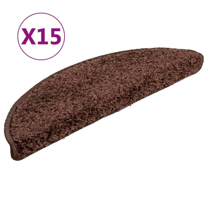vidaXL - Trapmatten - 15 - st - 56x17x3 - cm - Bruin - Halfrond