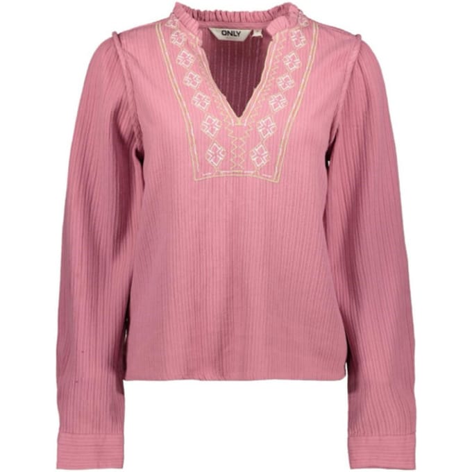 Only Onlemma ls detail v-neck top wvn cs fuchsia