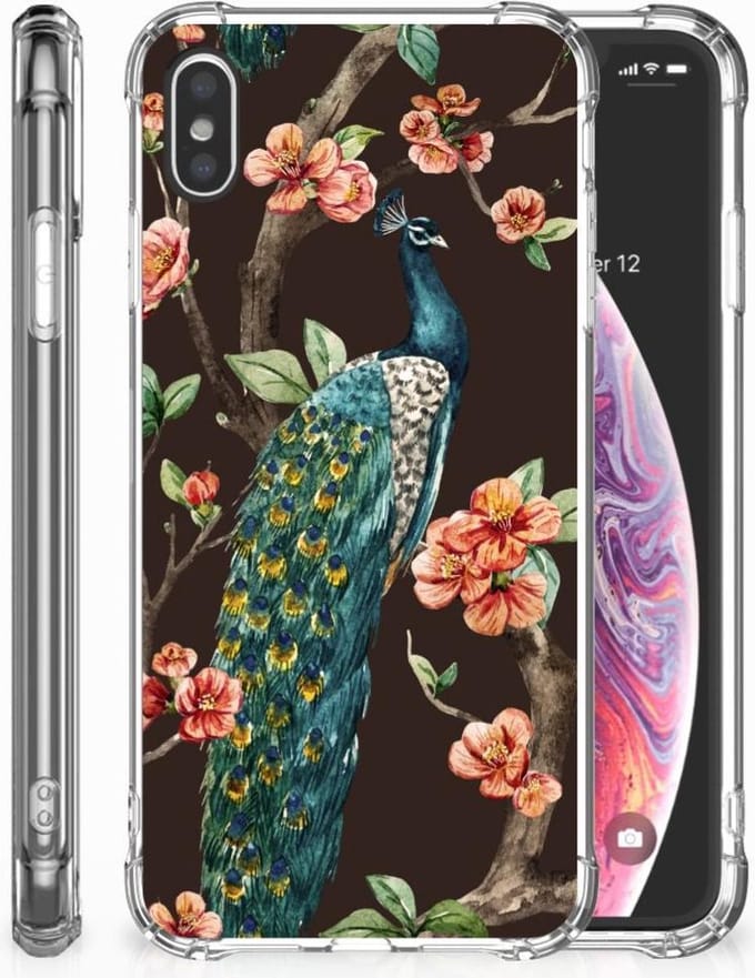 Apple iPhone Xs Max Case Anti-shock Pauw met Bloemen