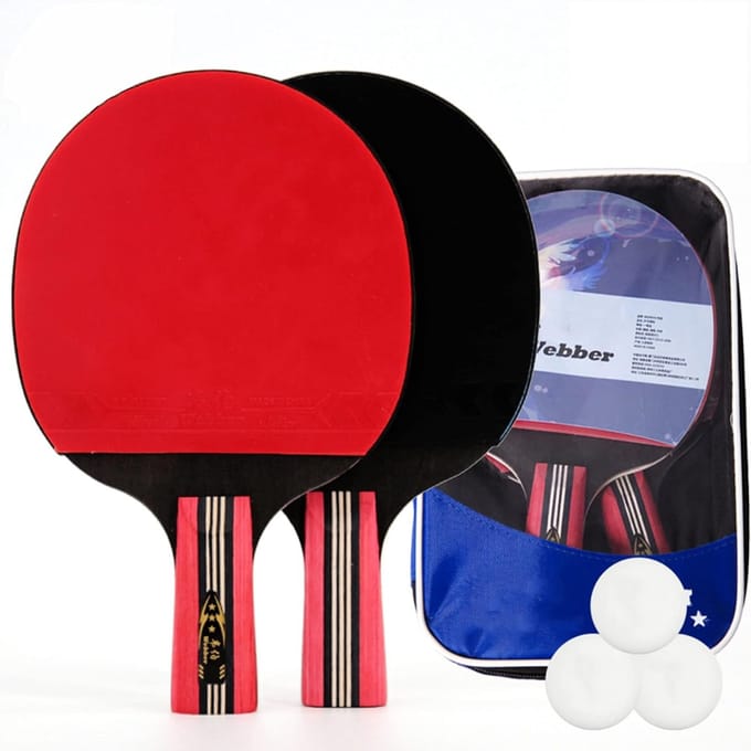 Tafeltennis Rackets - Pingpong Set - Familie Activiteit - 5-laags Houten Blad - Set van 2 - Rood