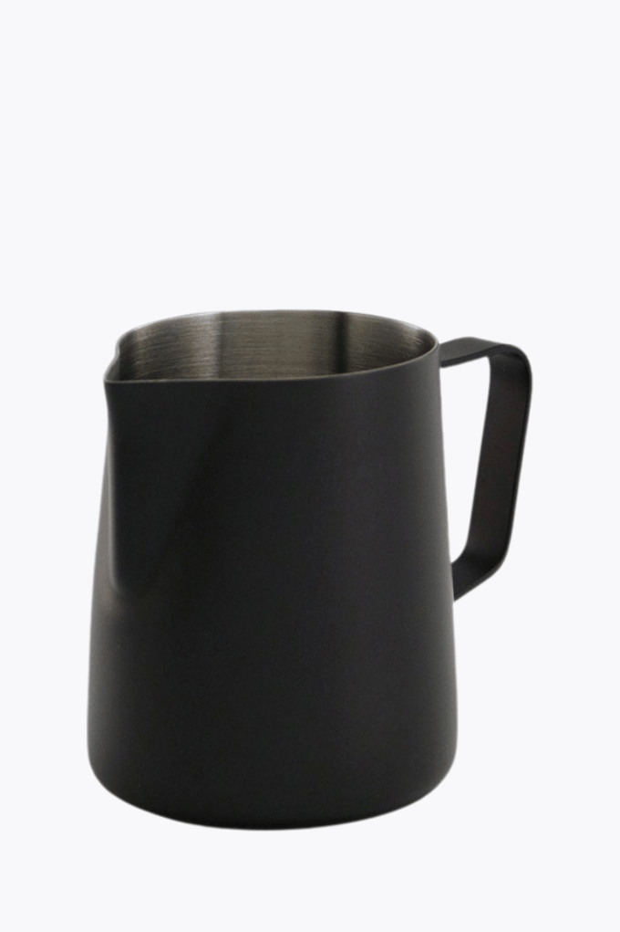 JoeFrex Melkkan | 350 ml Zwart | RVS Barista Accessoire voor Romig Melkschuim Latte Art | Hoogwaardige Schenkkan voor 2 Kopjes Cappuccino