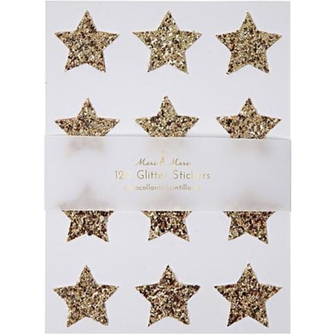 Meri meri kerst - stickers glitter sterren goud