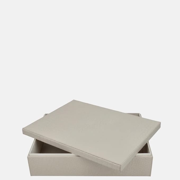 Chamada Maria leren opbergbox rechthoek croco large beige