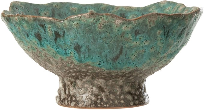 J-Line plateau Decoratief Naga - keramiek - azuur/bruin - small
