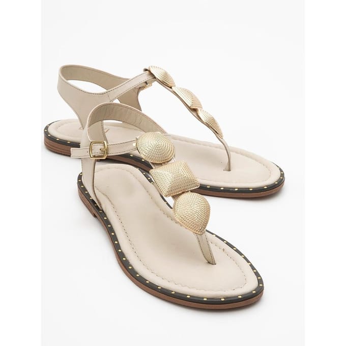 Giulia Leer Plat Sandaal (Women)