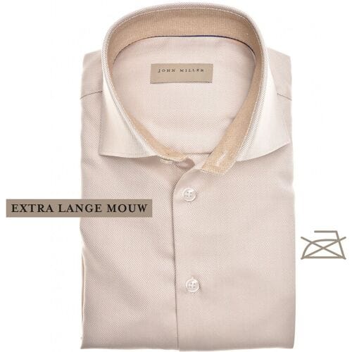 John Miller Overhemd Non-Iron Fine-Structure Collar Contrast Mouwlengte 7 Sandy / male