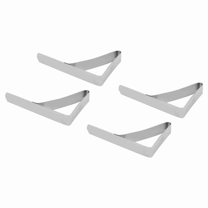 4pcs Grands Clips de Fixation pour Nappe de Table Acier Inoxydable Antidérapant Pinces de Maintien pour Nappe 10.5*7cm gray