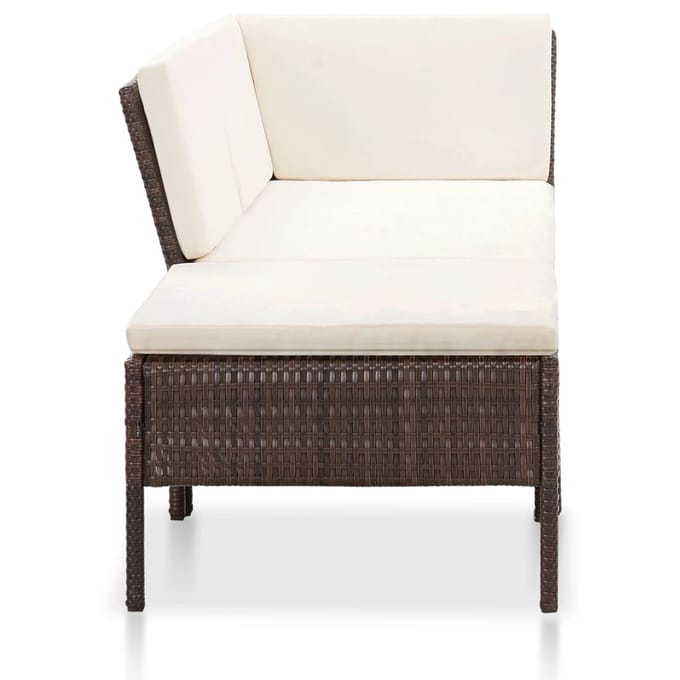 vidaXL - 3-delige - Loungeset - met - kussens - poly - rattan - bruin