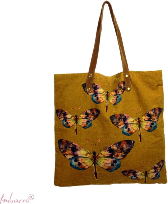 Imbarro - Tas -Shopper - Dragonfly - Libelle - Velours - 50x50cm