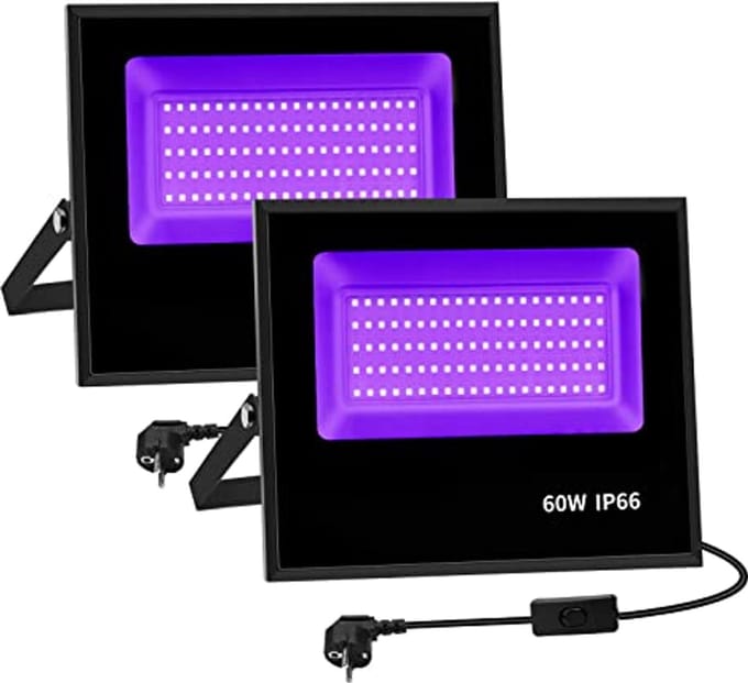 2 Stuks 60W IP66 Waterdichte UV Blacklight LED Schijnwerpers voor Halloween en Feestdecoratie