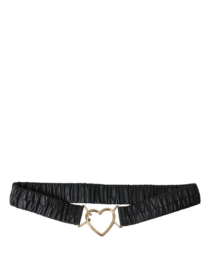Dolce & Gabbana Zwarte Leren Gouden Hart Metalen Gesp Riem