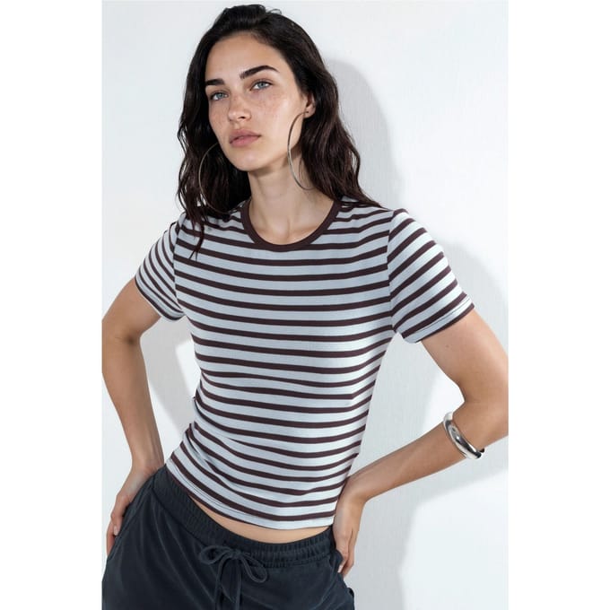 Gestreepte Ronde Hals T-Shirt