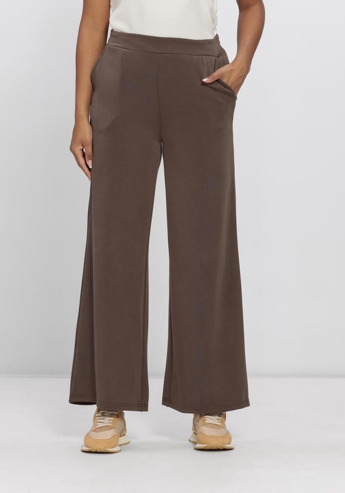 My Essential Wardrobe Mwhelle Wide Pant Broeken Dames - Bruin - Maat XXL