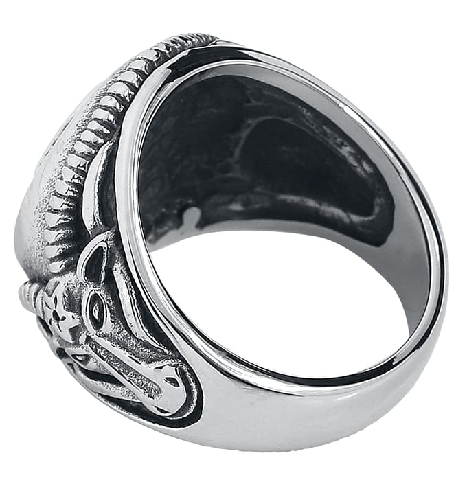 etNox hard and heavy - Gothic Ring - Pentagram - zilverkleurig