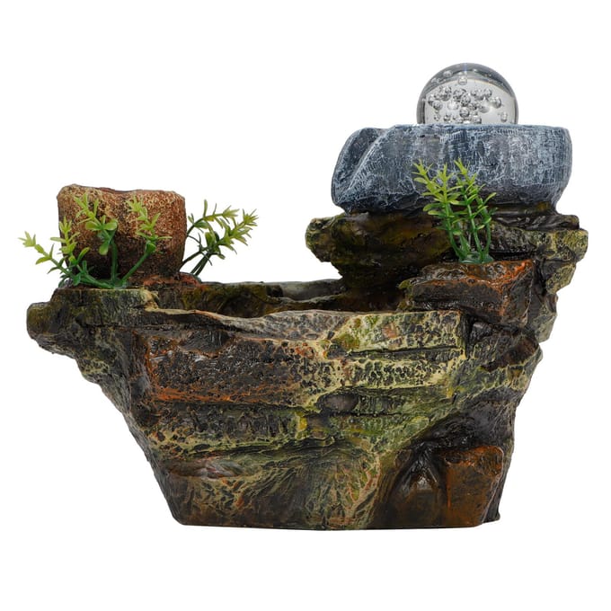 LED Rotstuin Hars Waterfontein DIY Planten Micro Landschap Pot Succulenten Huisdecoratie black