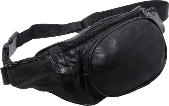 Rojafit Heuptas - Groot - 5 vakken - Zwart - Nappa Leer -Afmeting ca. 34 x 8 x 15 cm.