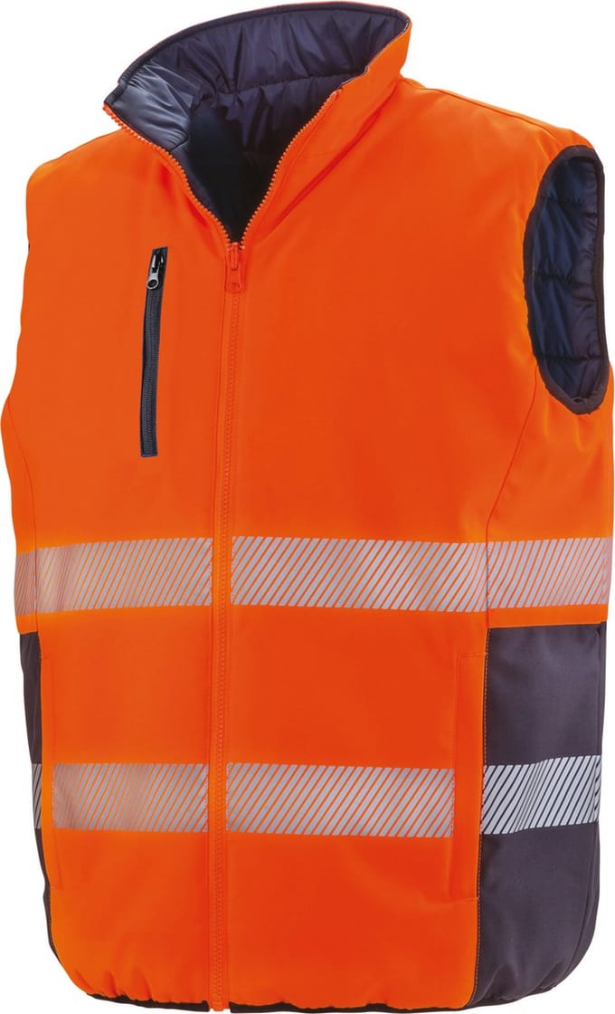 Result Reversible soft padded safety gilet R332X - Fluorescent Orange / Navy - L