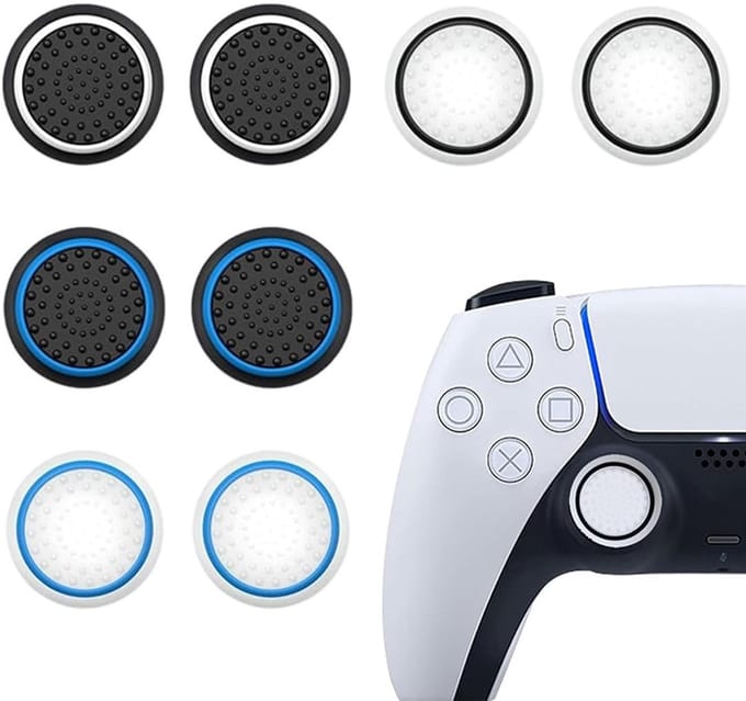 Dailygoods- Thumbstick Grip Caps - Set van 4 Paar - Accessoires voor PS4/PS5 - Optimale Grip - Bescherming tegen Vuil/Slijtage - Witte Doppen - Controller Caps