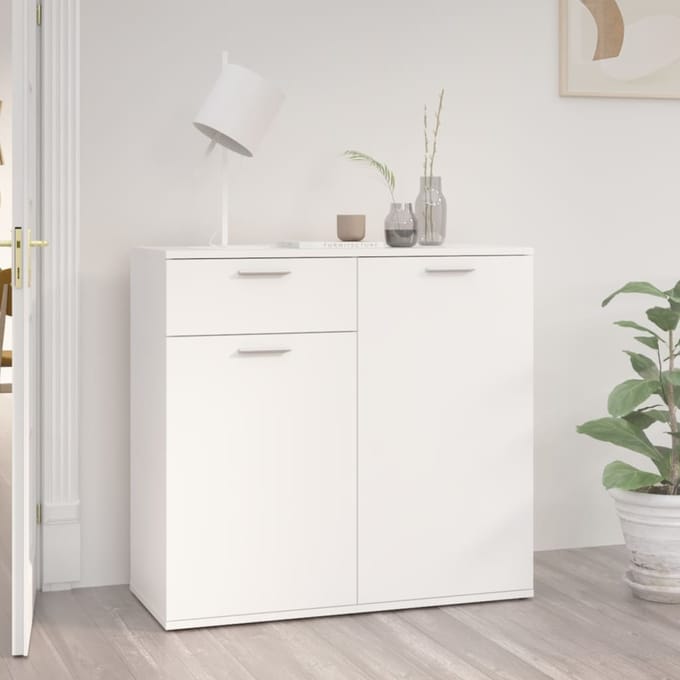 vidaXL - Dressoir - 80x36x75 - cm - bewerkt - hout - wit