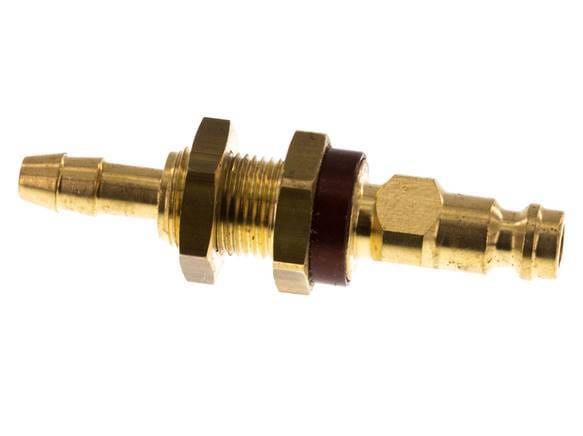 Messing DN 5 Bruin-Coded Luchtkoppeling Insteeknippel 6 mm Slangpilaar Schotkoppeling