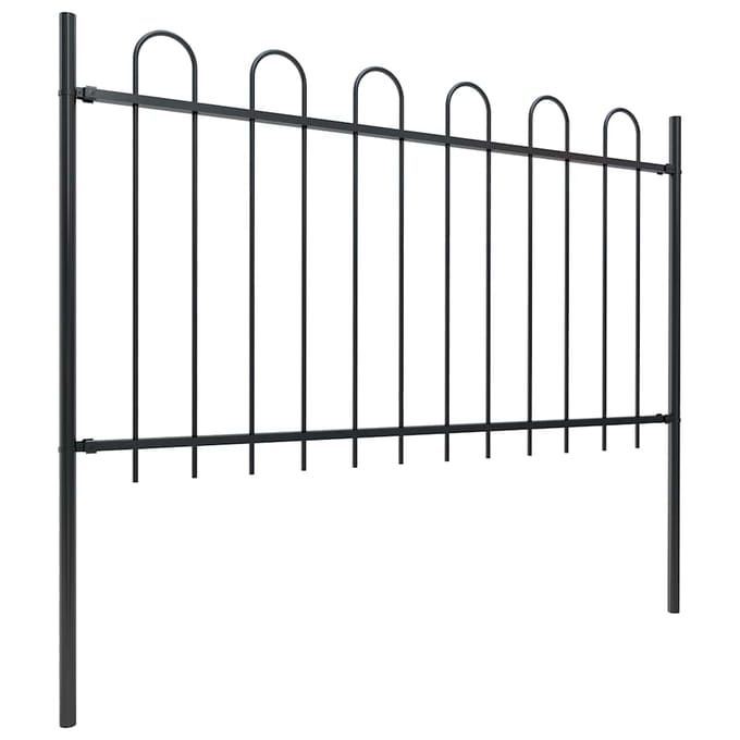 vidaXL - Tuinhek - met - ringtop - staal - 504x100 - cm - zwart