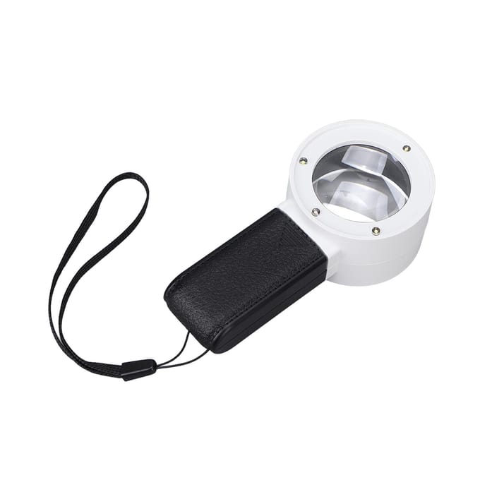 Verlichte Vergrootglas Handheld 30x Vergroting 3 LED Lampjes 1 UV Lamp Multifunctioneel Zak wit