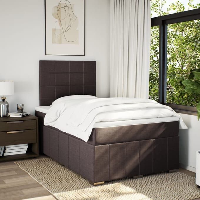 vidaXL - Boxspring - met - matras - stof - donkerbruin - 120x200 - cm